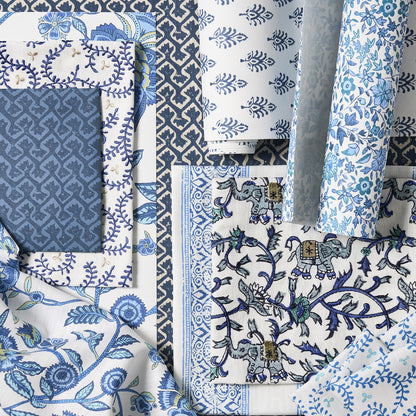 Clarke & Clarke Buta Cobalt Fabric by the Metre