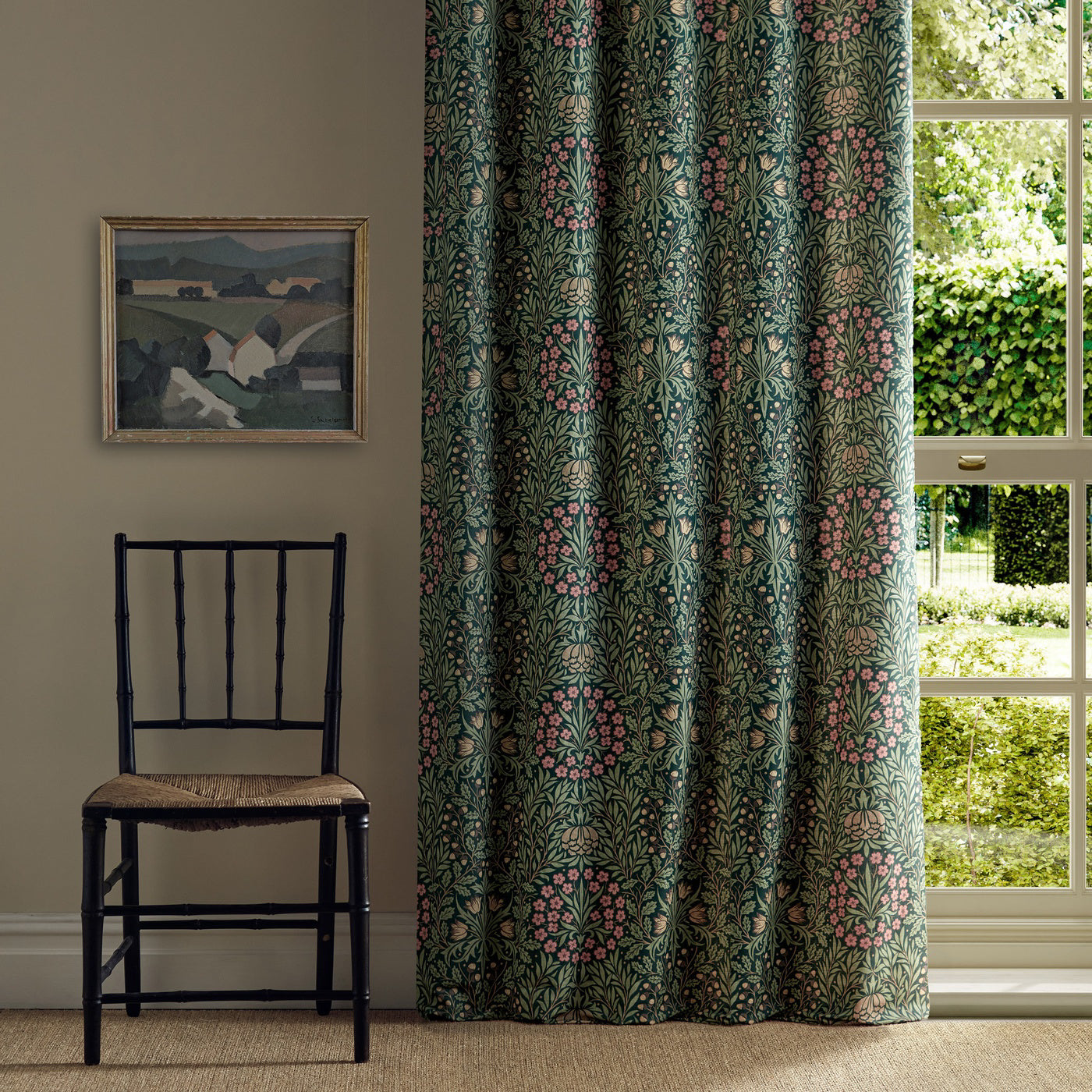 Morris Daisy & Oak Forest Roman Blind