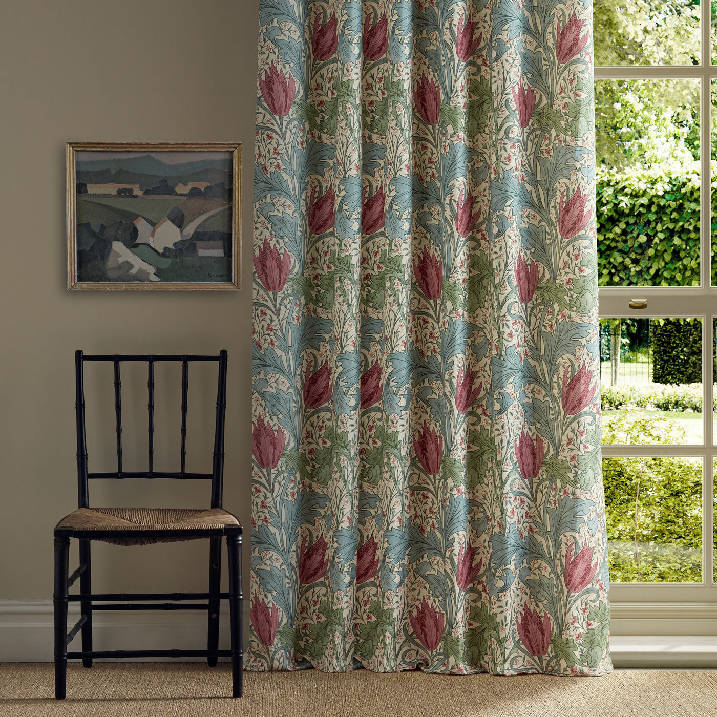 Morris Lent Lily Plum/Bayleaf Roman Blind
