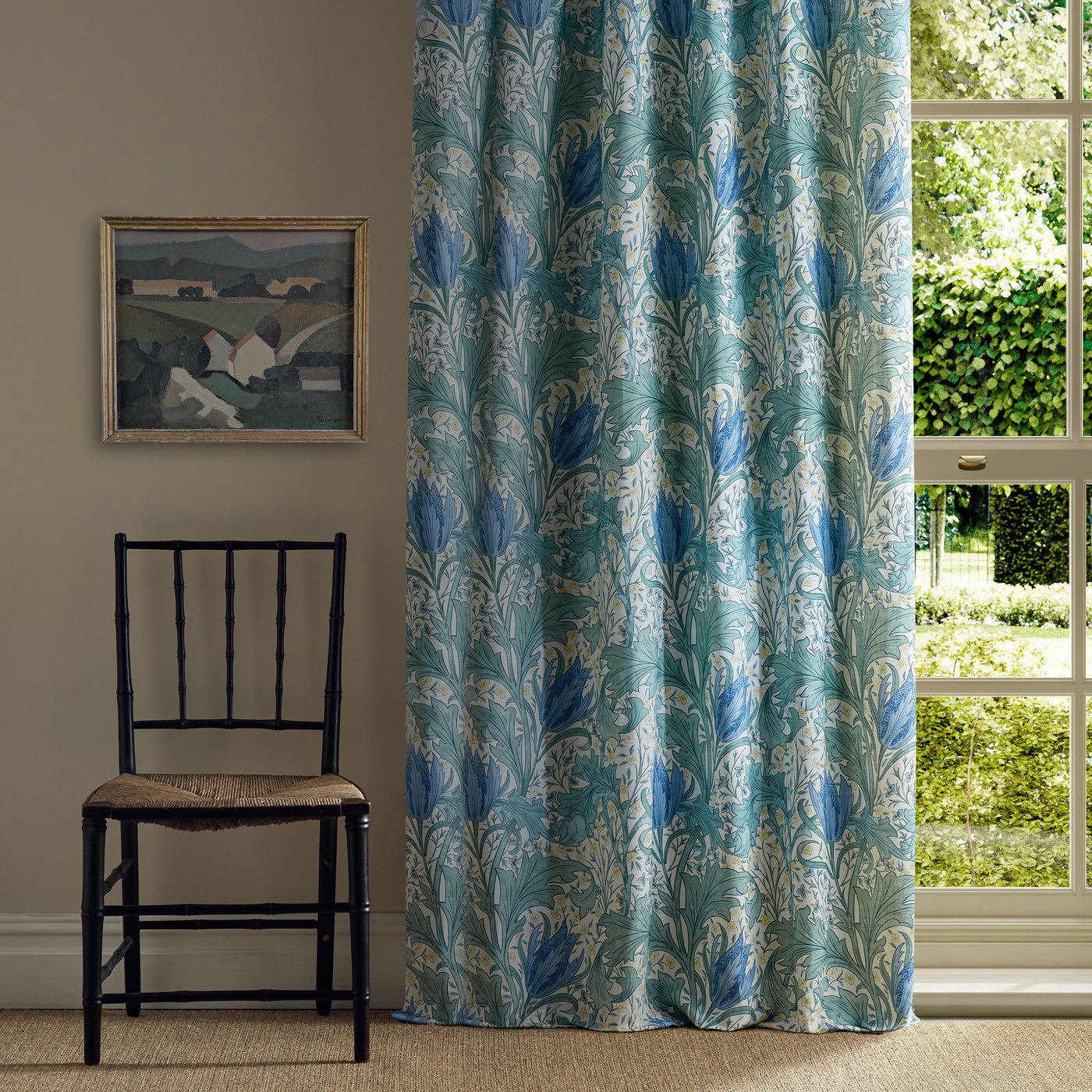 Morris Lent Lily Cornflower Blue Roman Blind