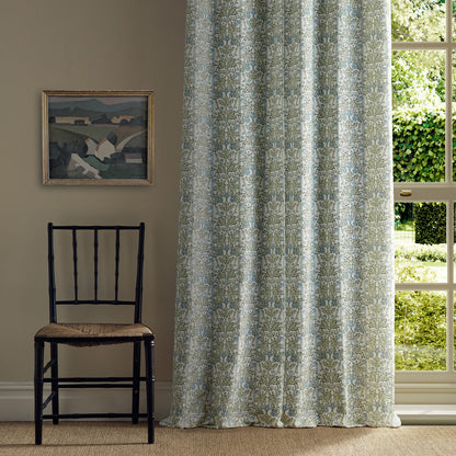 Morris Oak & Blossom Umber/Mineral Blue Roman Blind