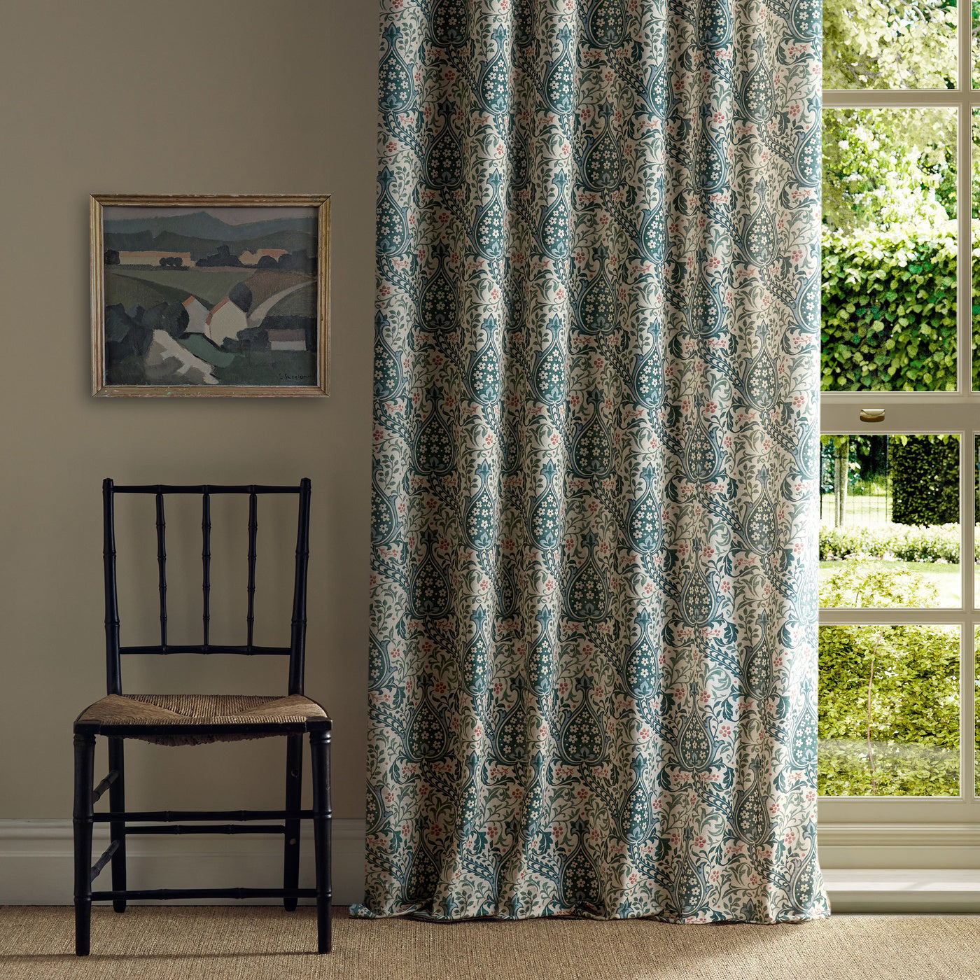 Morris Persian Tulip Teal Roman Blind
