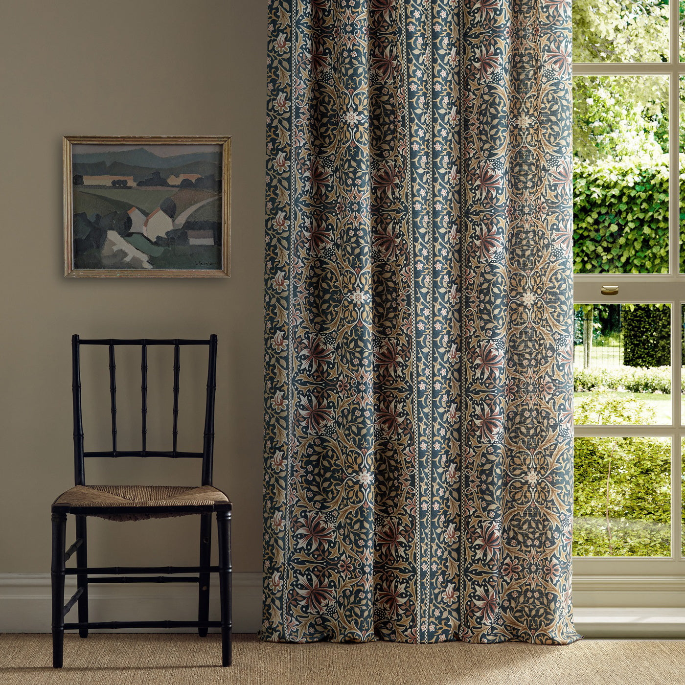 Morris Walthamstow Indigo/Gold Roman Blind