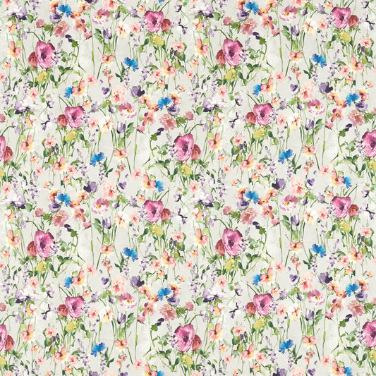 Made to measure Wild Meadow Damson Roman Blind in Clarke & Clarke floral cotton fabric.