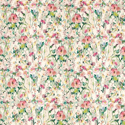 Made to measure Wild Meadow Blush Roman Blind in Clarke & Clarke floral cotton fabric.