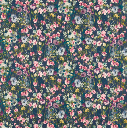 Made to measure Wild Meadow Multi Linen Roman Blind in Clarke & Clarke colourful floral cotton fabric.
