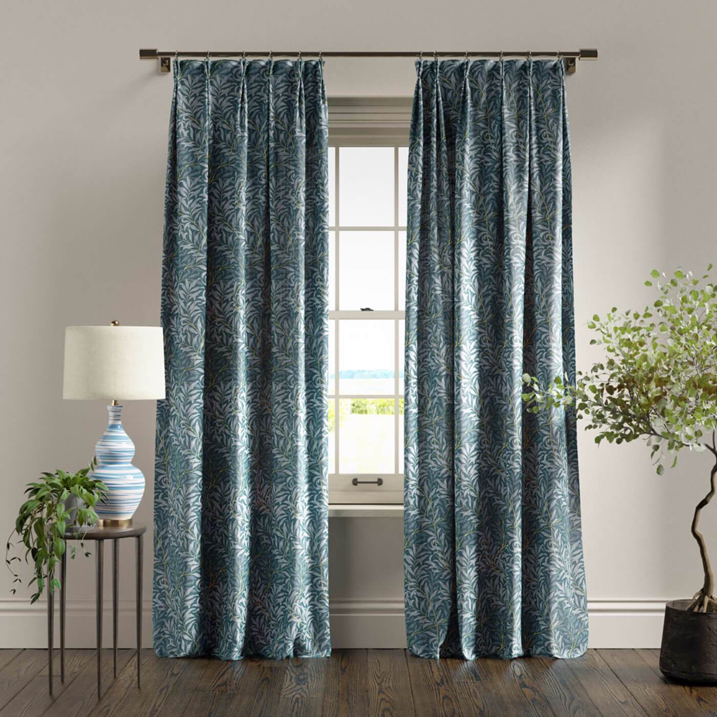 Willow Boughs Denim Roman Blind by William Morris
