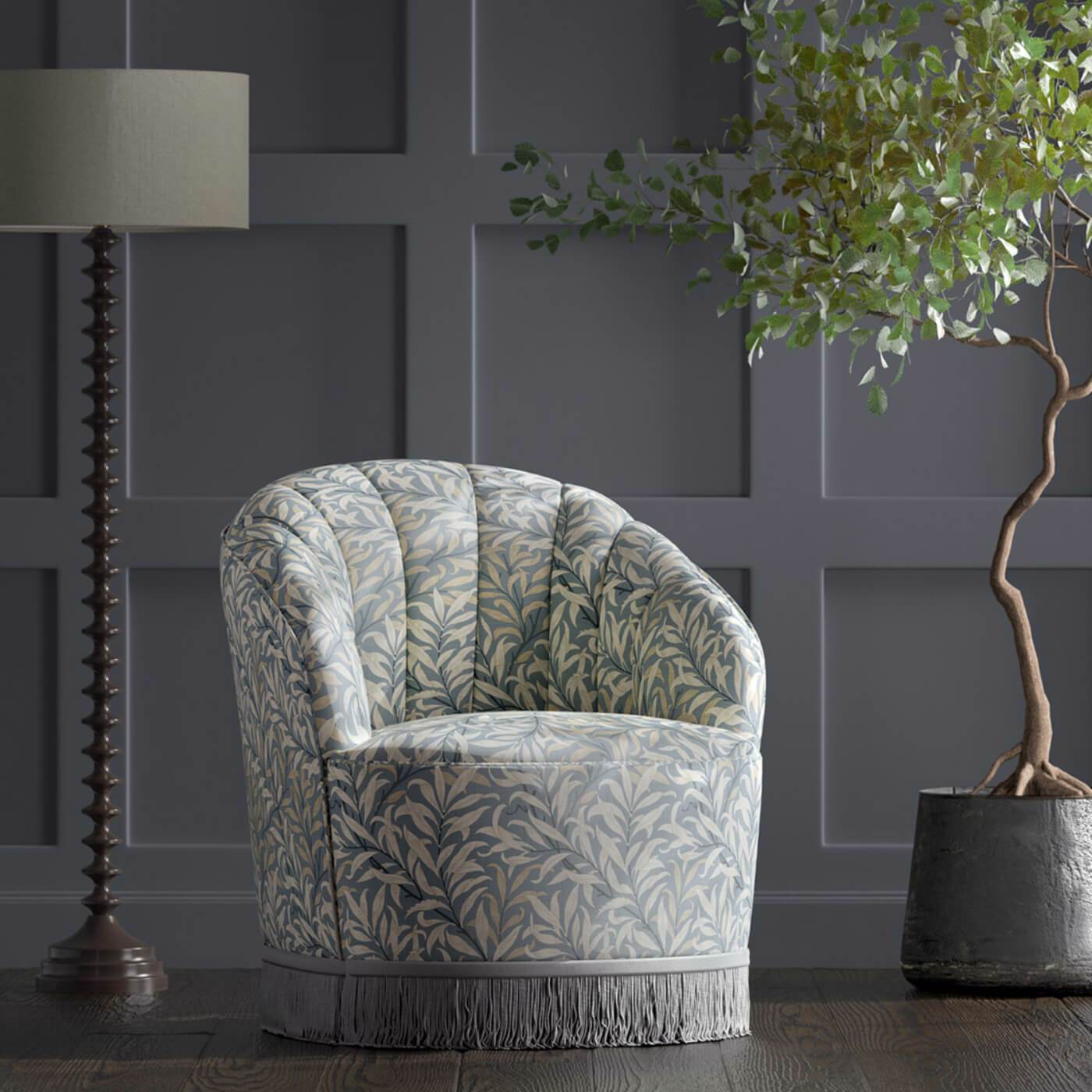 Willow Boughs Dove Roman Blind by William Morris