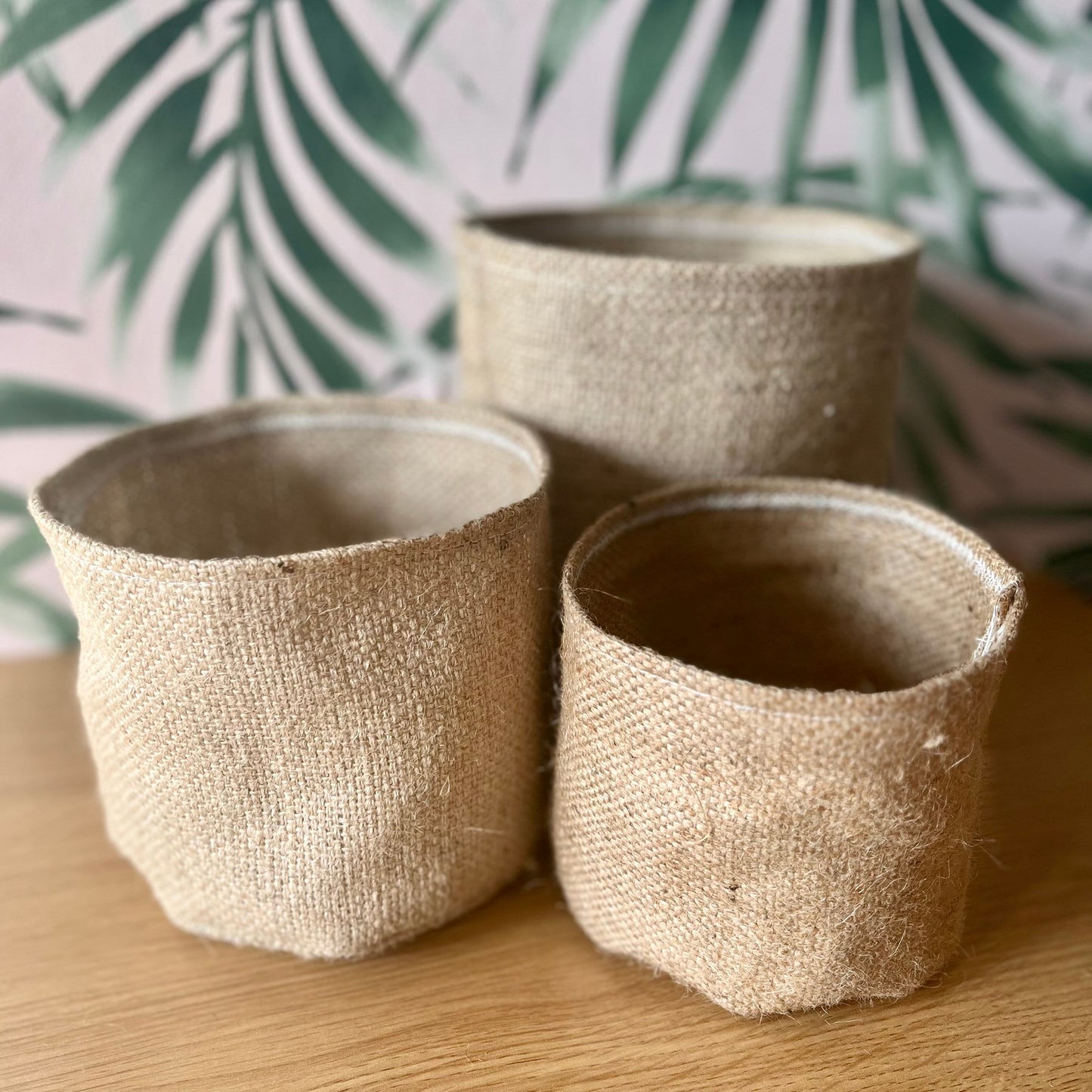 Rustic Hessian Burlap Plant Pot Cover, Storage Basket, Mid Century Chic, House Plant Cover, Indoor Planter