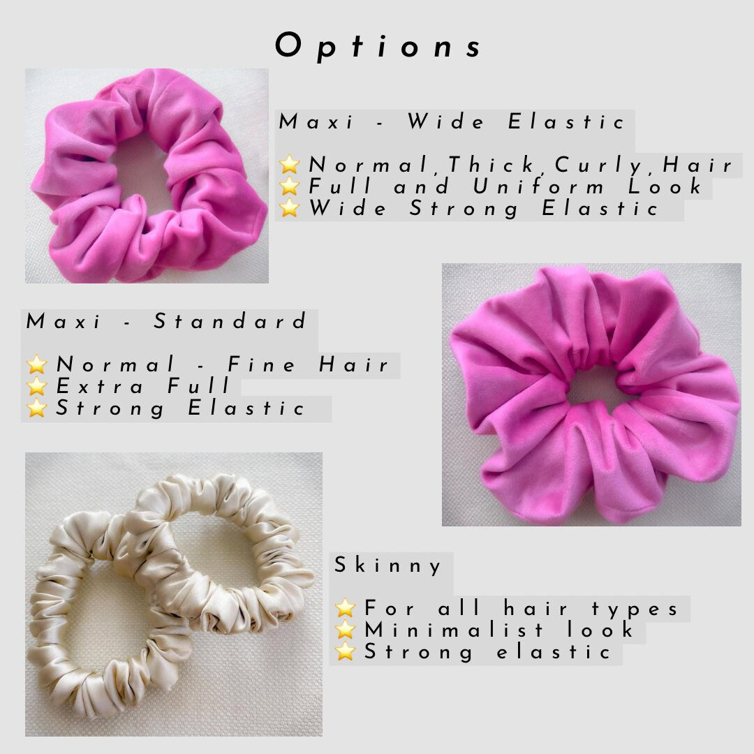 Blush Pink Satin Scrunchies Set, Wedding Favors or Bridesmaid Gift for her, Handmade Silk Hair Scrunchies Set Oversized