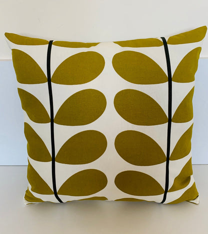 Olive Linear Stem Orla Kiely Retro Cushion Covers, Retro Funky Home Decor Zip Closing Scatter Cushion Mid Century Scandi Print