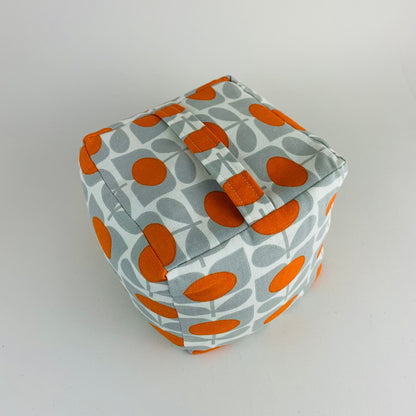 Grey & Orange Stem Door Stop Large Wheat Filled Pyramid, Modern Retro Home Decor Fabric Weight, Orla Kiely Print