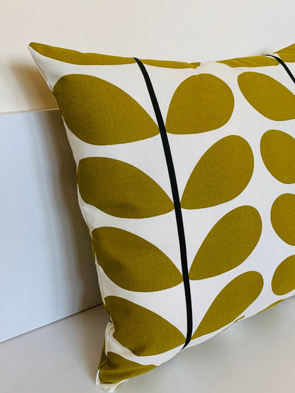 Olive Linear Stem Orla Kiely Retro Cushion Covers, Retro Funky Home Decor Zip Closing Scatter Cushion Mid Century Scandi Print