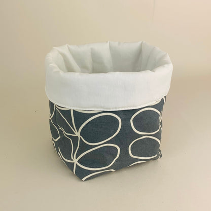 Cool Grey Stem Scandi Print Plant Pot Cover, Linen Storage Basket, Mid Century, House Plant Cover, Indoor Planter, Housewarming Gift