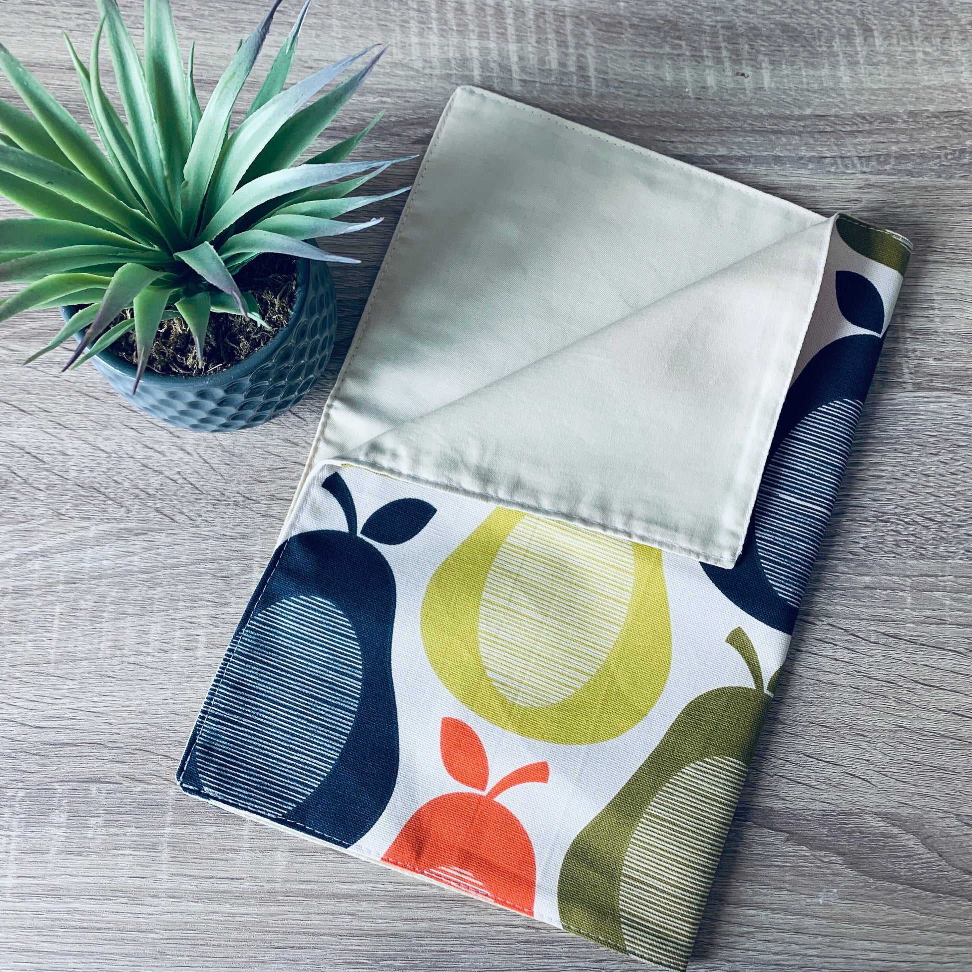 Colourful Pear Print Placemats, Napkins, BBQ Outdoor Dining, Bright Summer Table Linen, Retro kitchen accessories