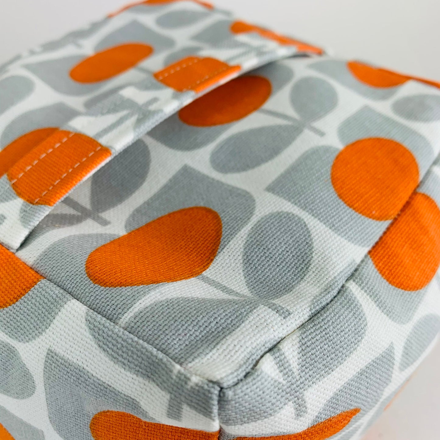 Grey & Orange Stem Door Stop Large Wheat Filled Pyramid, Modern Retro Home Decor Fabric Weight, Orla Kiely Print