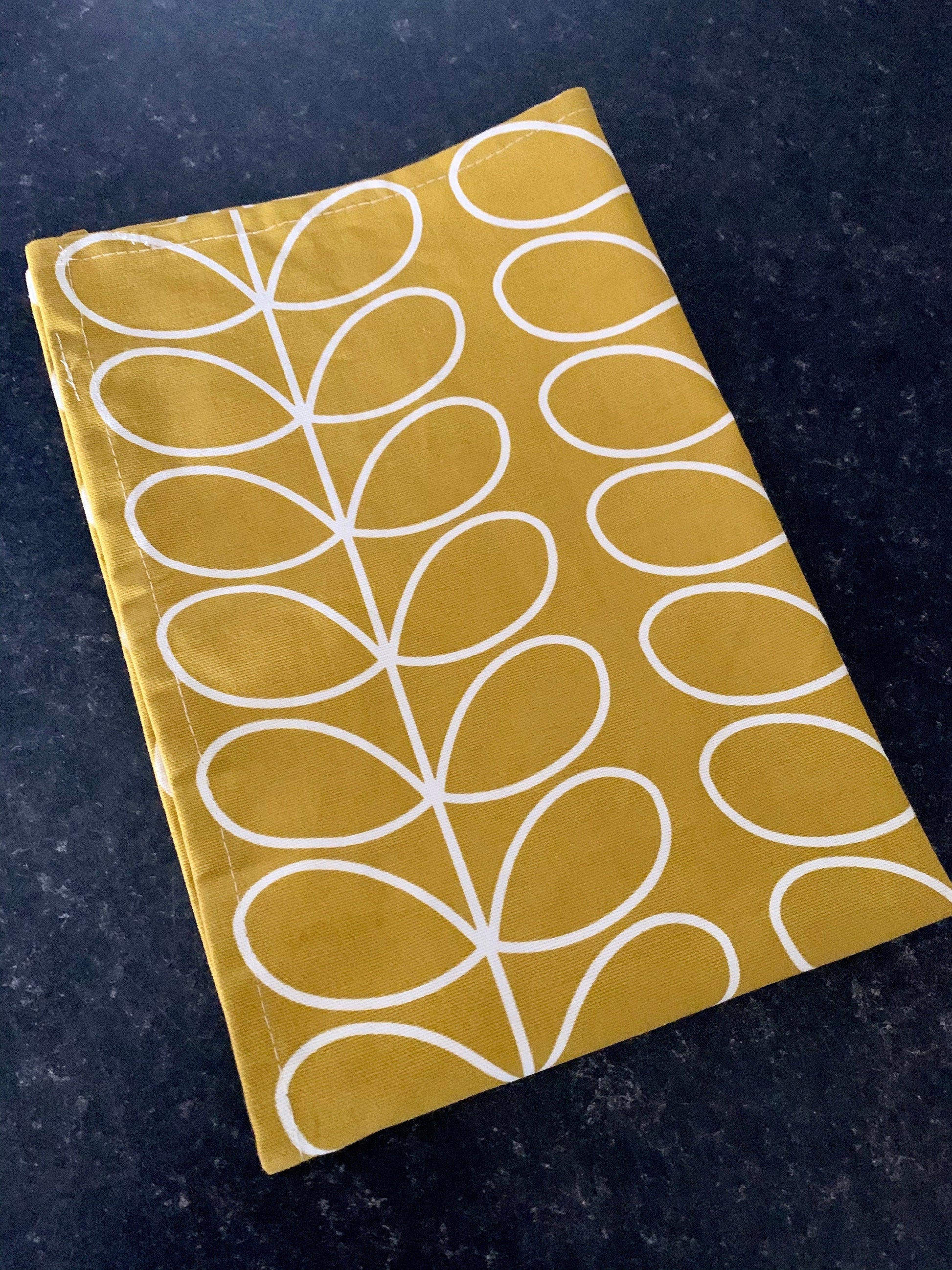 Retro Stem Tea Towels, Kitchen Towels, Set of 3, Singles, Handsewn, Mid Century Scandi Print Orla Fabric