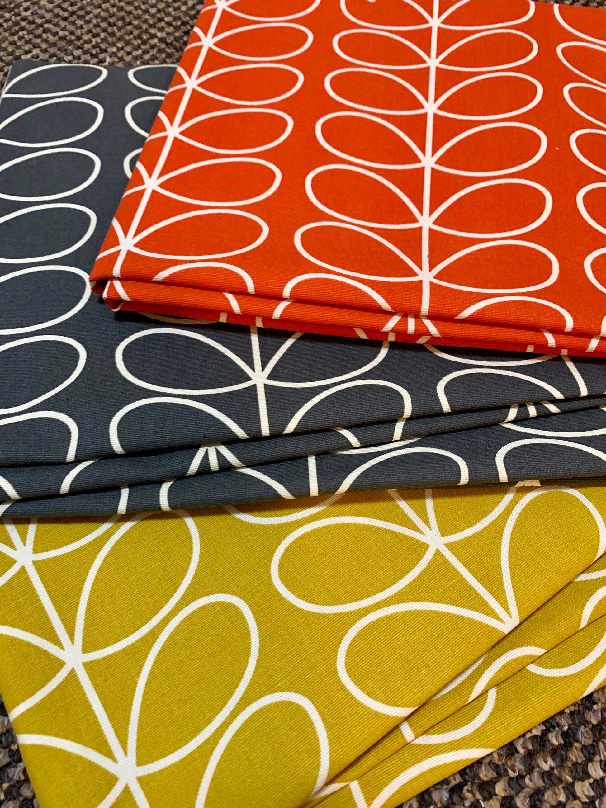 Retro Stem Tea Towels, Kitchen Towels, Set of 3, Singles, Handsewn, Mid Century Scandi Print Orla Fabric