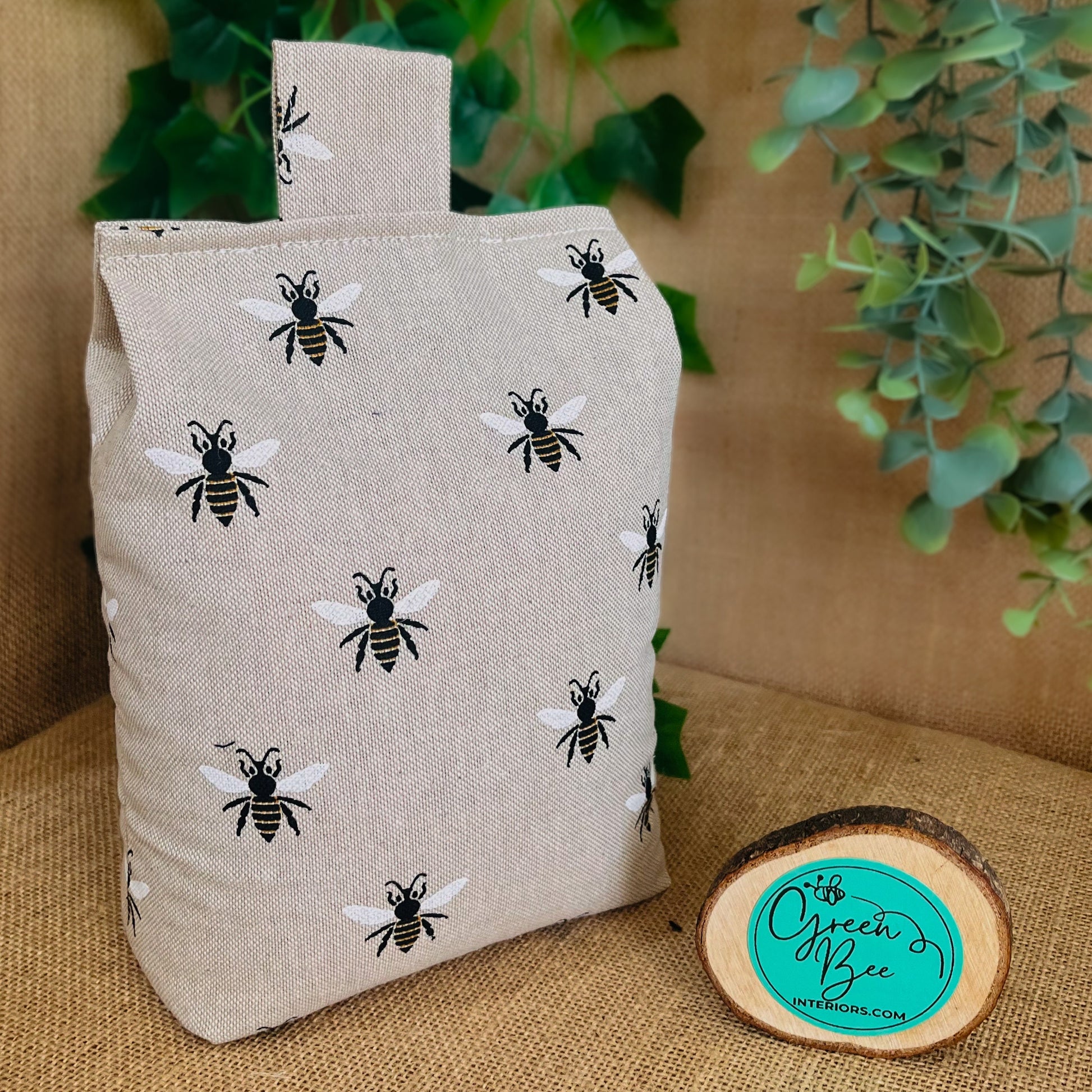 Large Bumble Bee Print Door Stop: Farmhouse Charm Fabric Home Decor (Filled or Fill at Home)