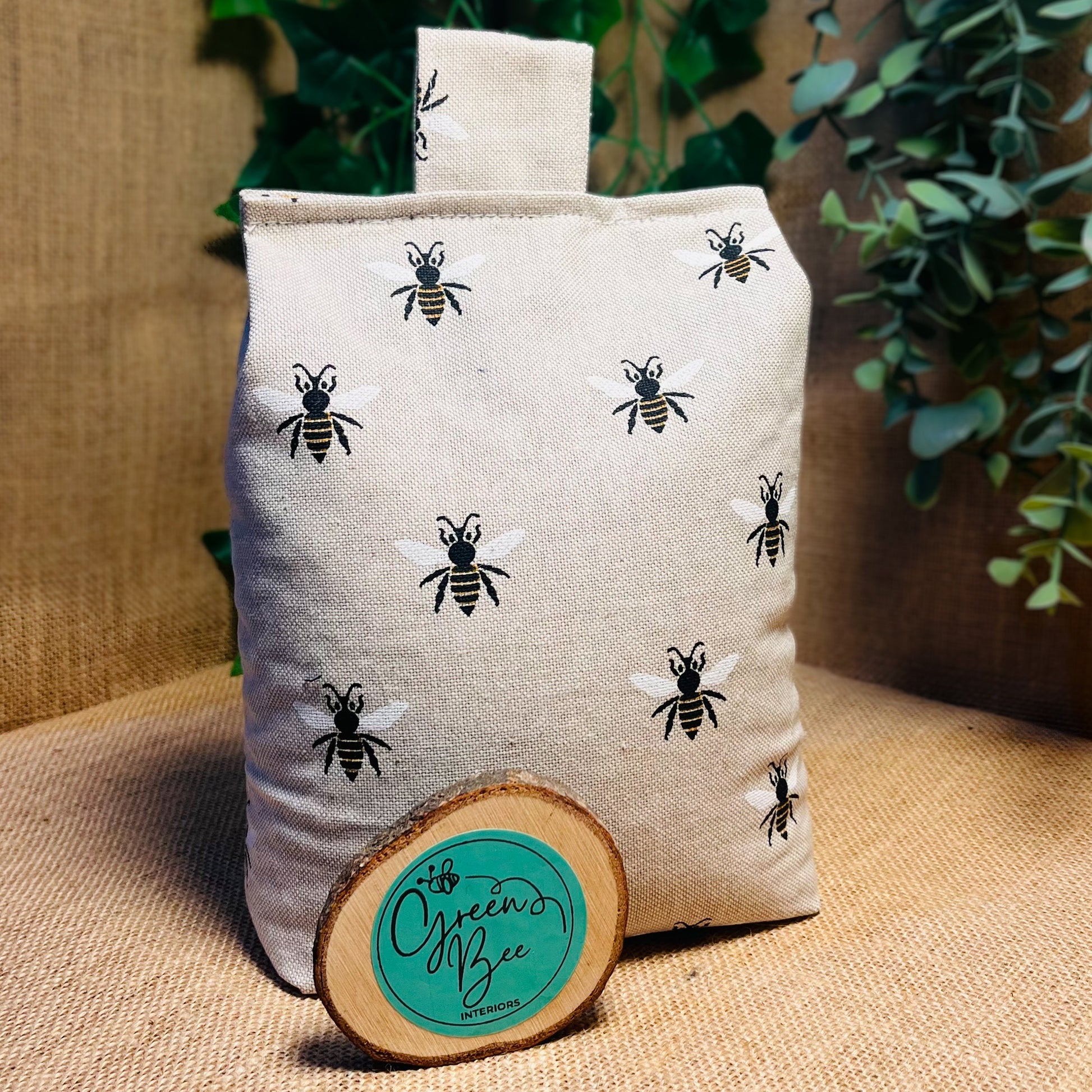 Large Bumble Bee Print Door Stop: Farmhouse Charm Fabric Home Decor (Filled or Fill at Home)
