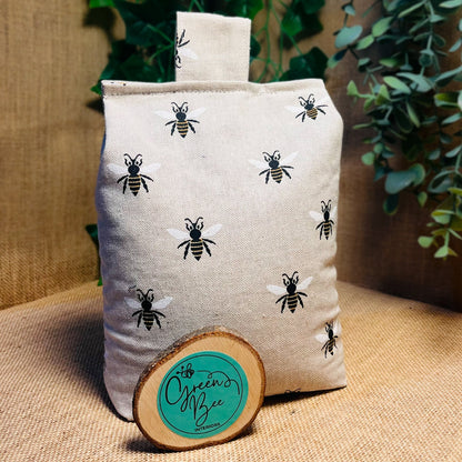 Large Bumble Bee Print Door Stop: Farmhouse Charm Fabric Home Decor (Filled or Fill at Home)