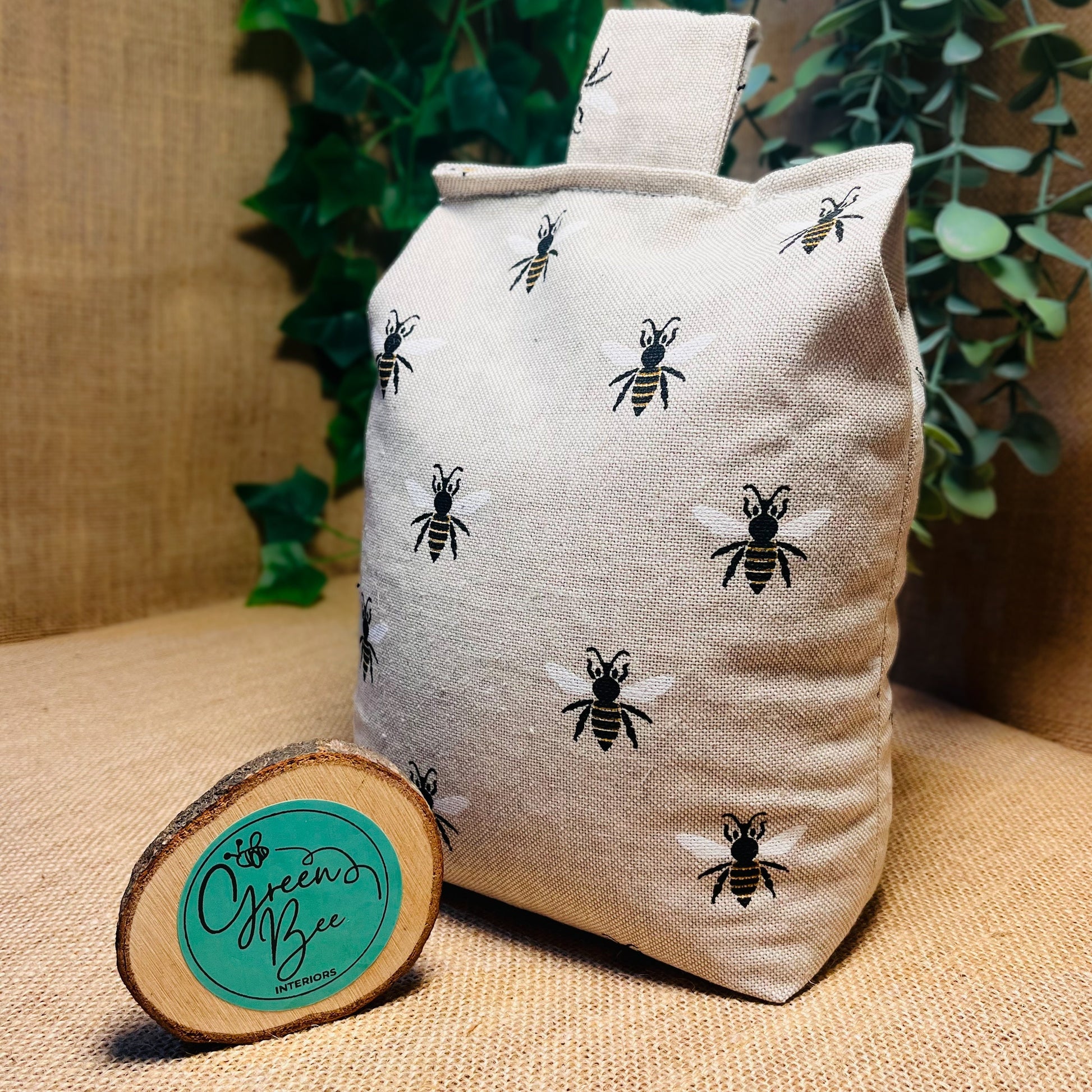 Large Bumble Bee Print Door Stop: Farmhouse Charm Fabric Home Decor (Filled or Fill at Home)