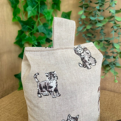 Large Cat Printed Linen Door Stop: Farmhouse Charm Fabric Home Decor (Filled or Fill at Home)