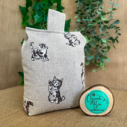 Large Cat Printed Linen Door Stop: Farmhouse Charm Fabric Home Decor (Filled or Fill at Home)