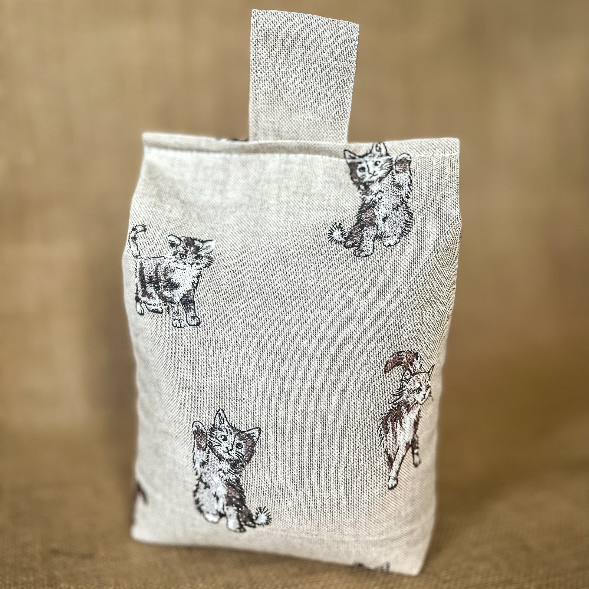Large Cat Printed Linen Door Stop: Farmhouse Charm Fabric Home Decor (Filled or Fill at Home)