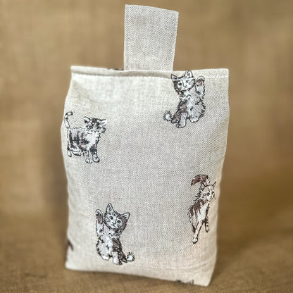 Large Cat Printed Linen Door Stop: Farmhouse Charm Fabric Home Decor (Filled or Fill at Home)