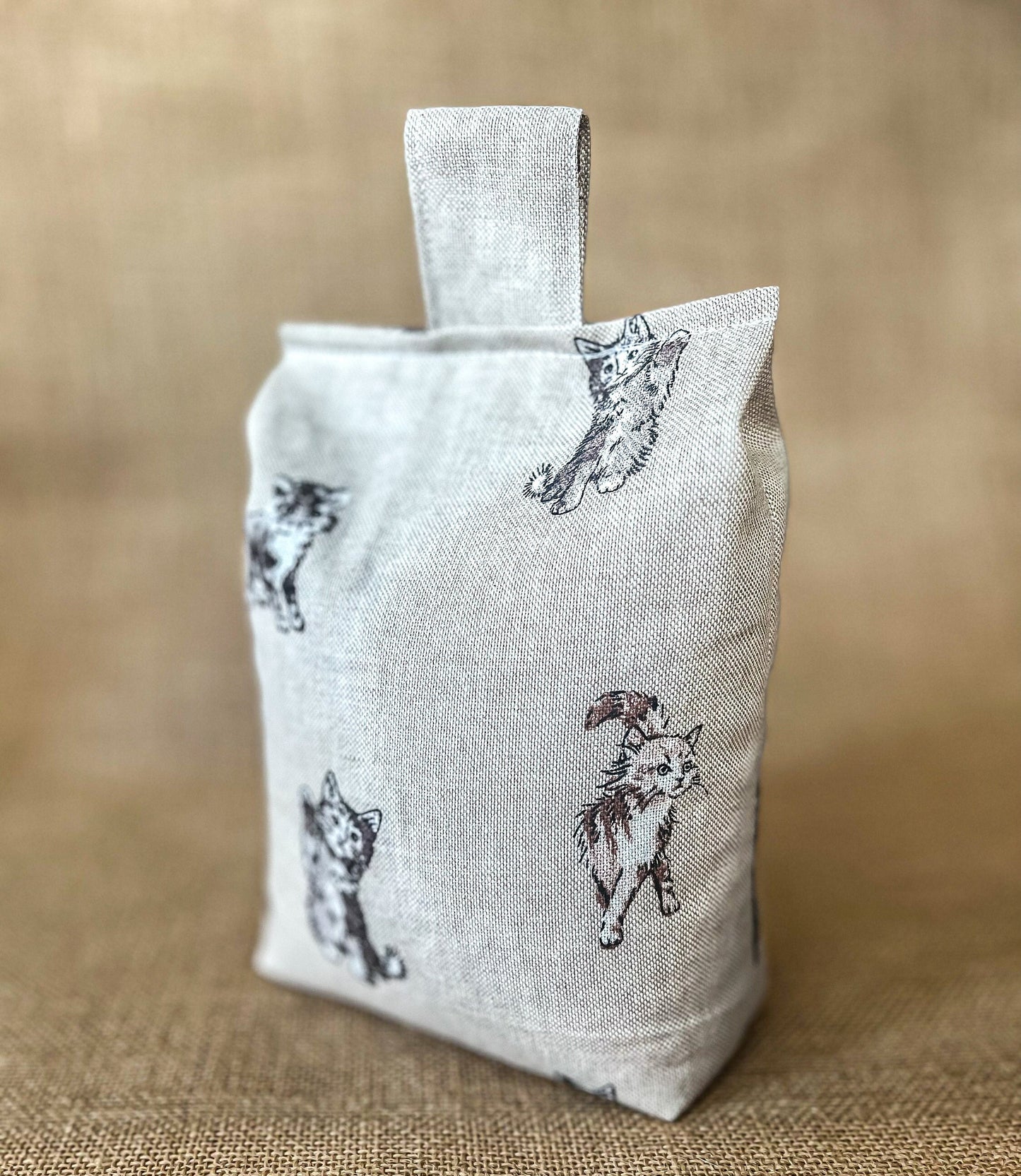 Large Cat Printed Linen Door Stop: Farmhouse Charm Fabric Home Decor (Filled or Fill at Home)