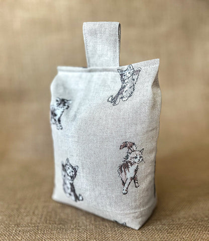 Large Cat Printed Linen Door Stop: Farmhouse Charm Fabric Home Decor (Filled or Fill at Home)