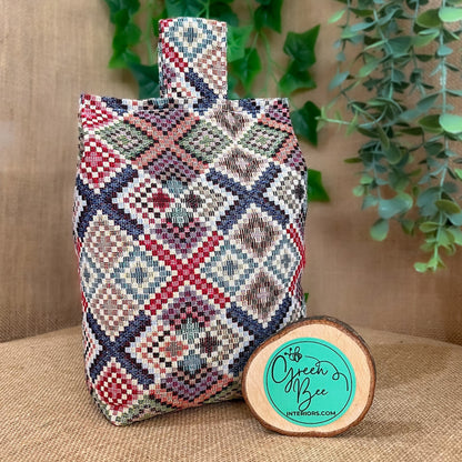 Large Colourful Tapestry Fabric Door Stop: Rustic Elegance for Home Decor (Filled or Fill at Home)