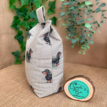 Large Dachshund Dog Printed Linen Door Stop: Farmhouse Charm Fabric Home Decor (Filled or Fill at Home)