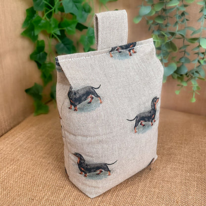 Large Dachshund Dog Printed Linen Door Stop: Farmhouse Charm Fabric Home Decor (Filled or Fill at Home)