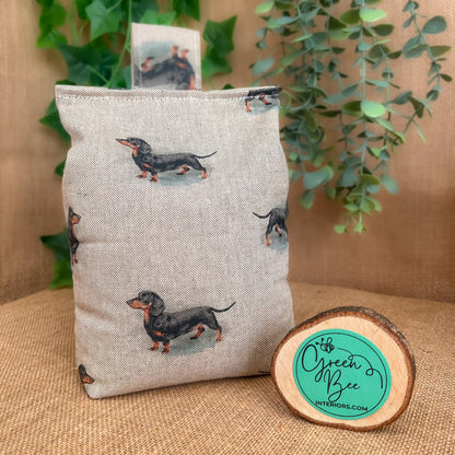 Large Dachshund Dog Printed Linen Door Stop: Farmhouse Charm Fabric Home Decor (Filled or Fill at Home)