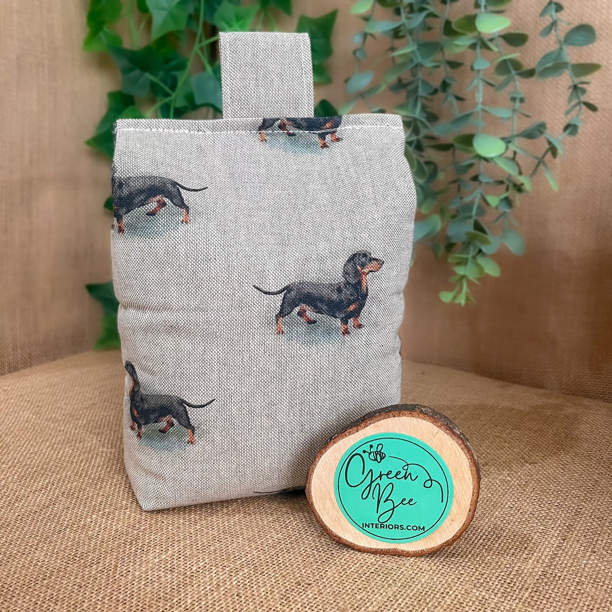 Large Dachshund Dog Printed Linen Door Stop: Farmhouse Charm Fabric Home Decor (Filled or Fill at Home)