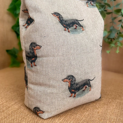 Large Dachshund Dog Printed Linen Door Stop: Farmhouse Charm Fabric Home Decor (Filled or Fill at Home)