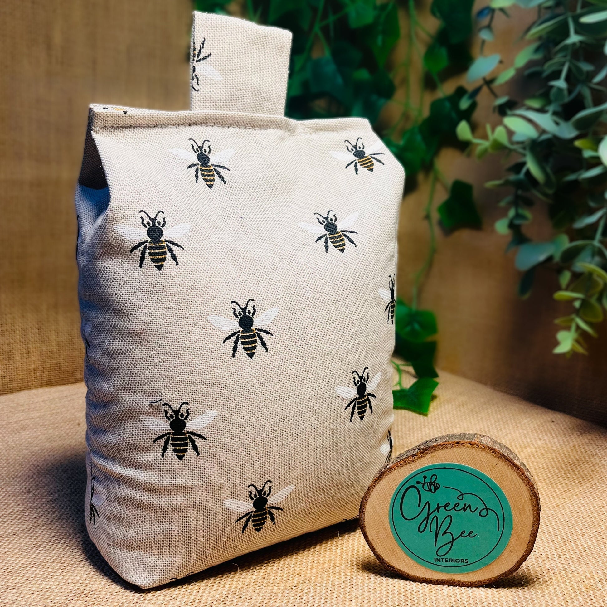 Large Bumble Bee Print Door Stop: Farmhouse Charm Fabric Home Decor (Filled or Fill at Home)