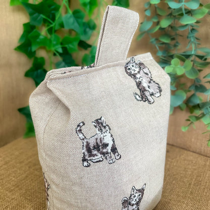 Large Cat Printed Linen Door Stop: Farmhouse Charm Fabric Home Decor (Filled or Fill at Home)