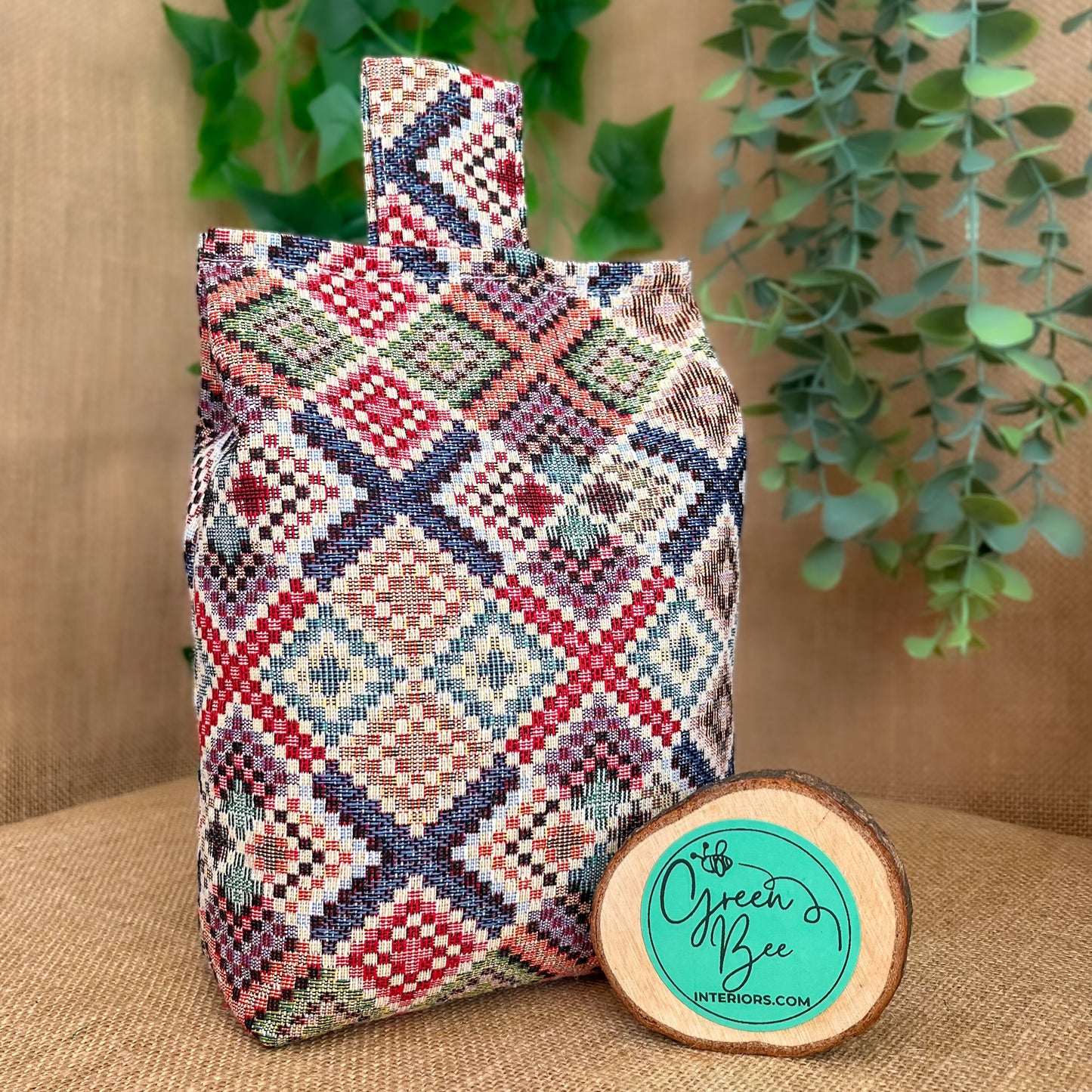 Large Colourful Tapestry Fabric Door Stop: Rustic Elegance for Home Decor (Filled or Fill at Home)