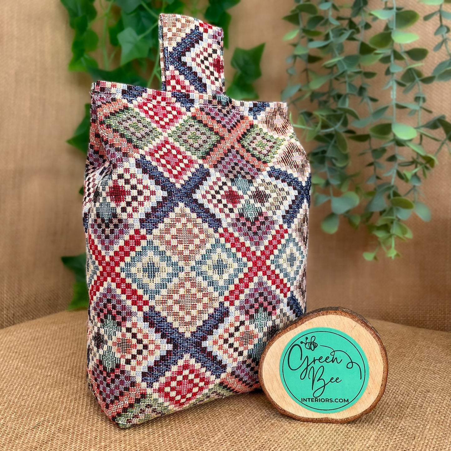 Large Colourful Tapestry Fabric Door Stop: Rustic Elegance for Home Decor (Filled or Fill at Home)