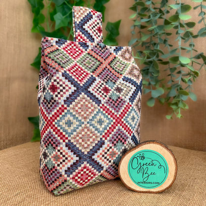 Large Colourful Tapestry Fabric Door Stop: Rustic Elegance for Home Decor (Filled or Fill at Home)