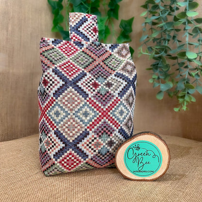 Large Colourful Tapestry Fabric Door Stop: Rustic Elegance for Home Decor (Filled or Fill at Home)