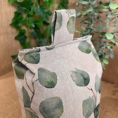 Large Linen Eucalyptus Print Door Stop: Farmhouse Charm Fabric Home Decor (Filled or Fill at Home)