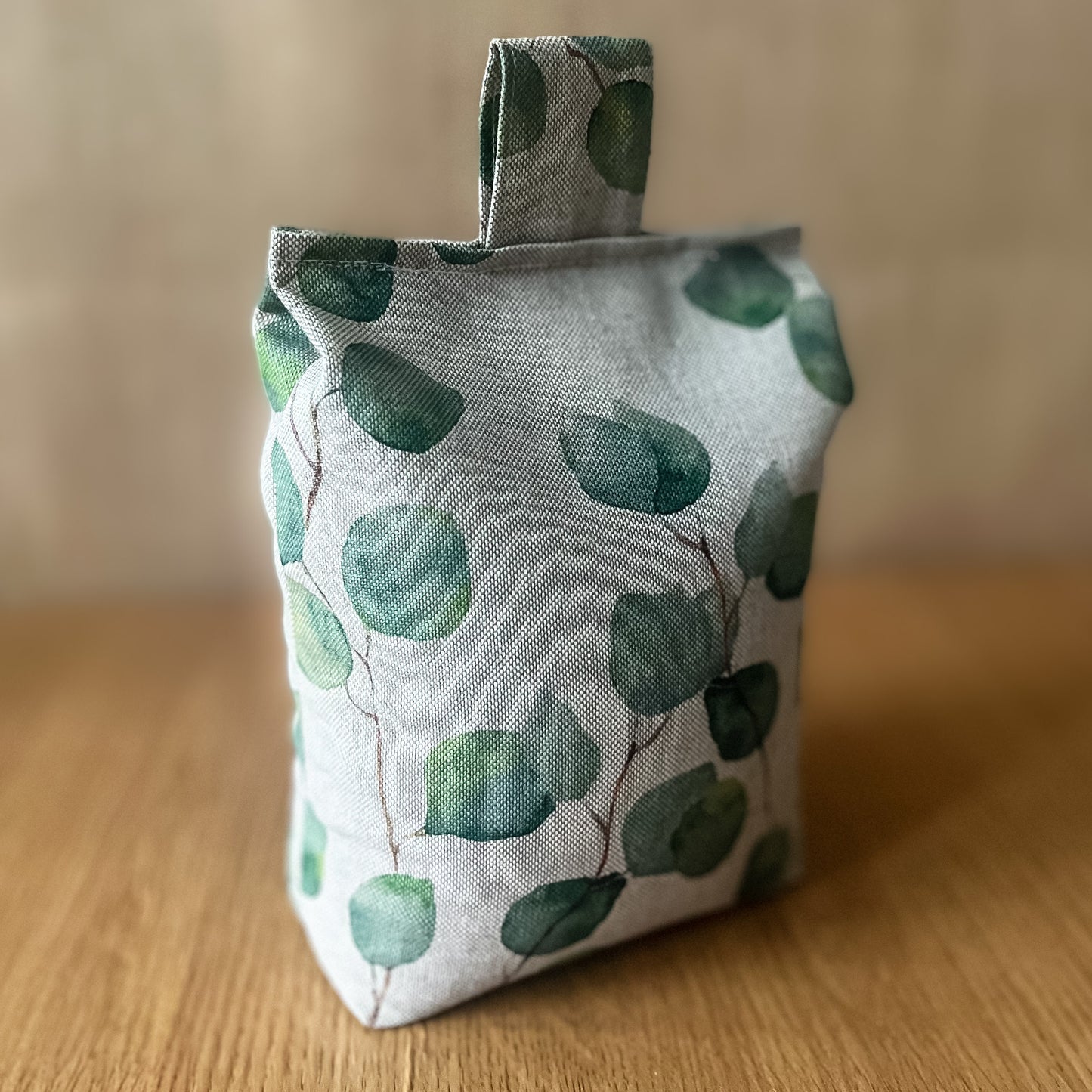 Large Linen Eucalyptus Print Door Stop: Farmhouse Charm Fabric Home Decor (Filled or Fill at Home)