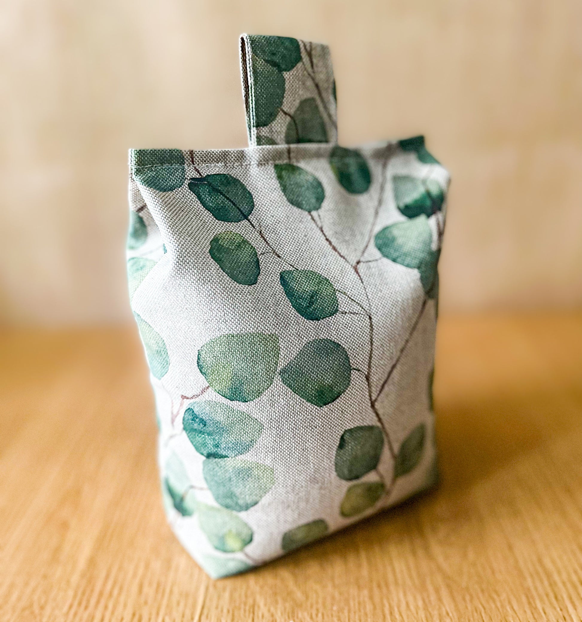 Large Linen Eucalyptus Print Door Stop: Farmhouse Charm Fabric Home Decor (Filled or Fill at Home)