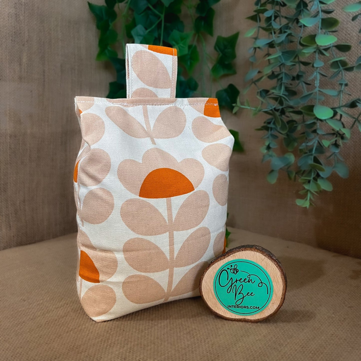Large Orange Papaya Sweet Pea Print Door Stop: Retro Orla Kiely Home Decor Fabric Home Decor (Filled or Fill at Home)
