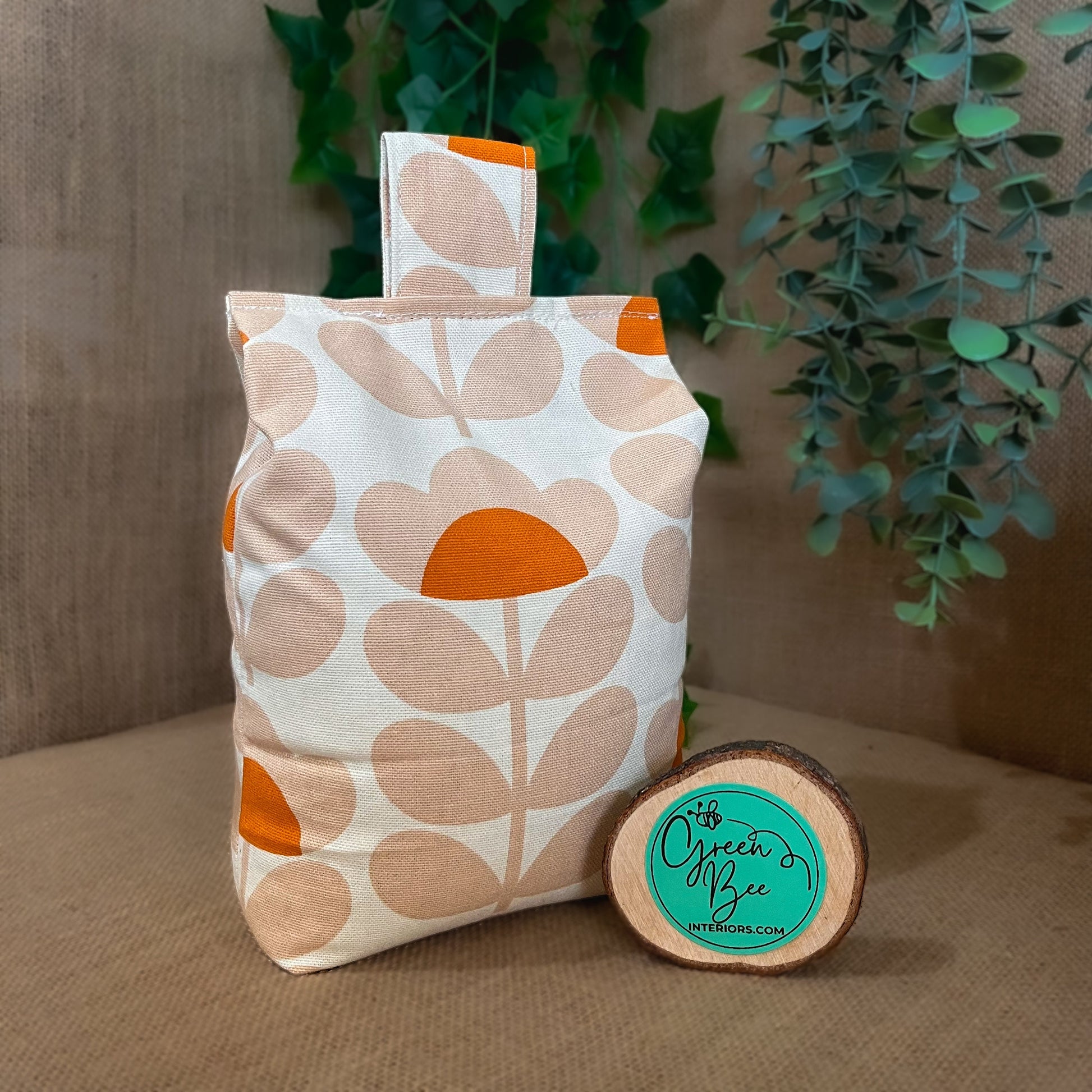 Large Orange Papaya Sweet Pea Print Door Stop: Retro Orla Kiely Home Decor Fabric Home Decor (Filled or Fill at Home)