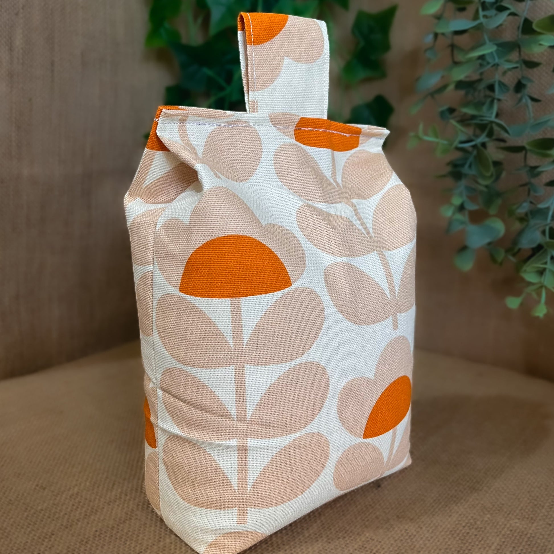 Large Orange Papaya Sweet Pea Print Door Stop: Retro Orla Kiely Home Decor Fabric Home Decor (Filled or Fill at Home)